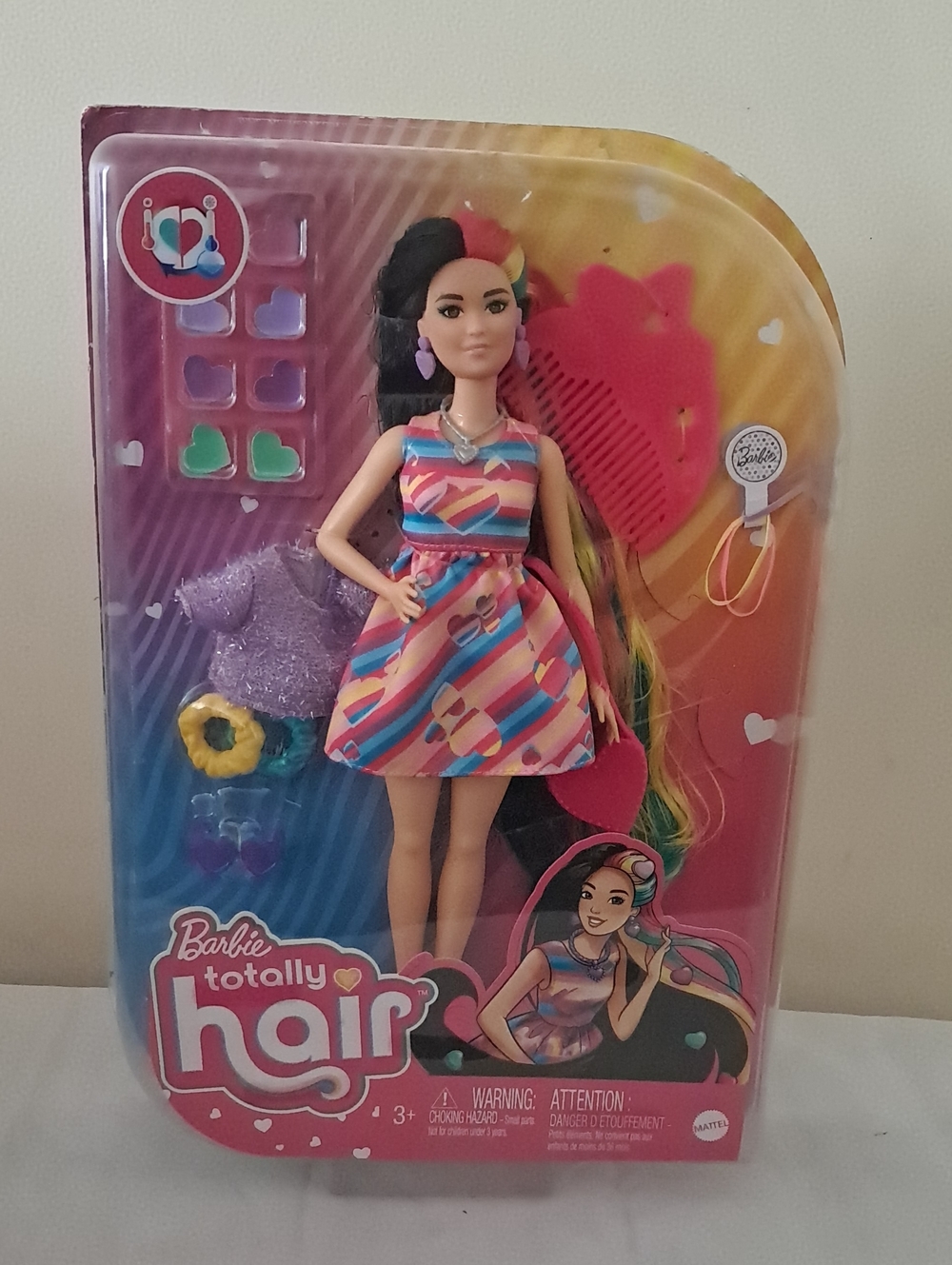 Barbie Rainbow Hair Fashion Doll with Multicolor Striped Dress